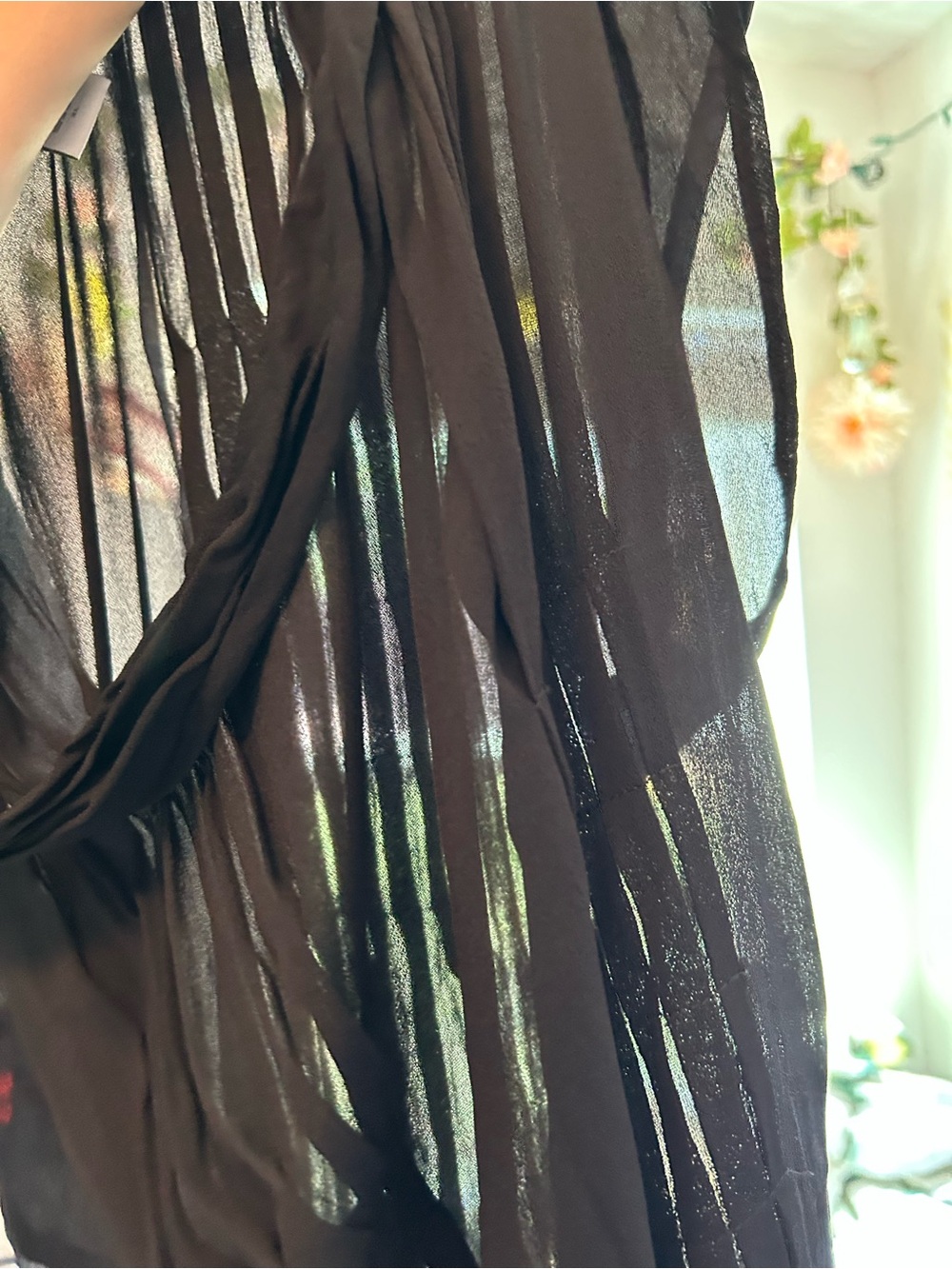 Soft Surroundings Sheer Black Pleated Short-Sleeve Tunic - Picture 11 of 13